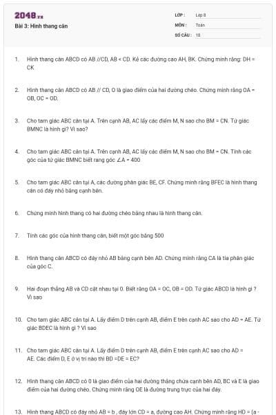 Bài 3: Hình thang cân