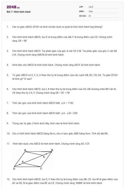 Bài 7: Hình bình hành