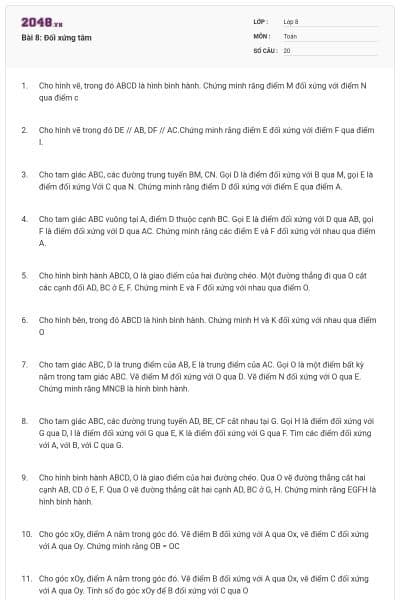 Bài 8: Đối xứng tâm