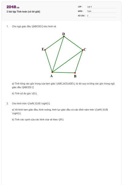 2 bài tập Tính toán (có lời giải)