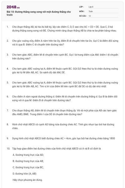 Bài 10: Đường thẳng song song với một đường thẳng cho trước