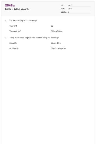 Bài tập ví dụ Chất cách điện
