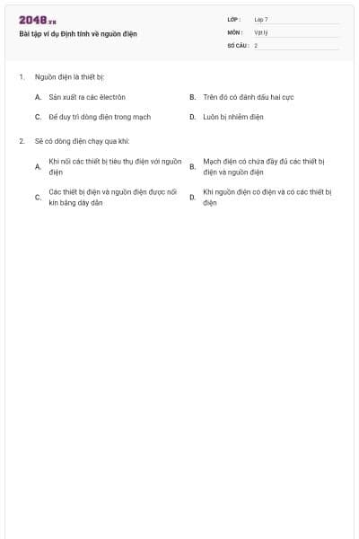 Bài tập ví dụ Định tính về nguồn điện