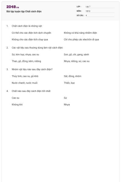 Bài tập luyện tập Chất cách điện