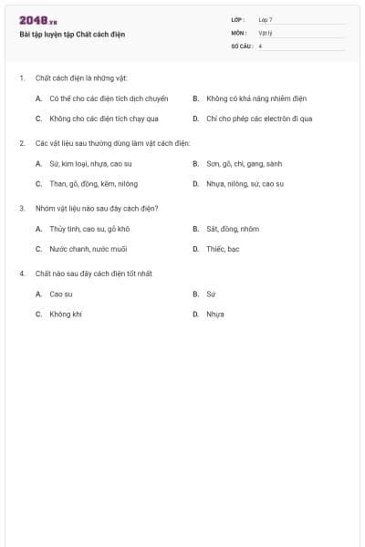 Bài tập luyện tập Chất cách điện