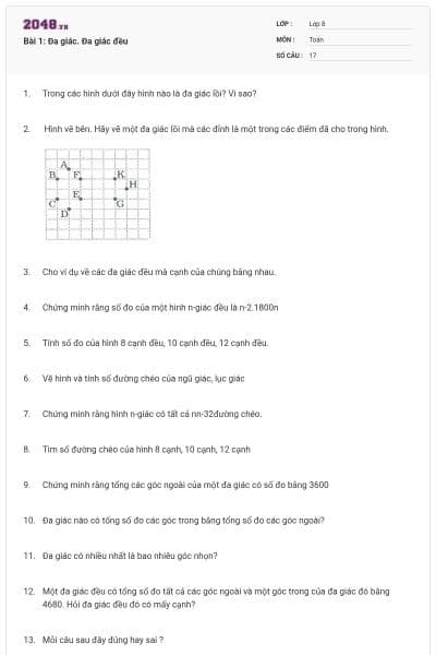 Bài 1: Đa giác. Đa giác đều