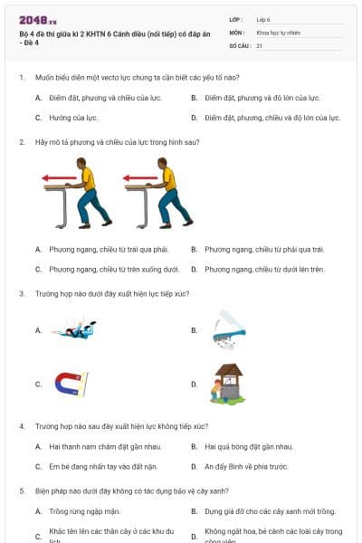 Bộ 4 đề thi giữa kì 2 KHTN 6 Cánh diều (nối tiếp) có đáp án - Đề 4