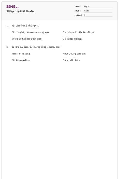 Bài tập ví dụ Chất dẫn điện