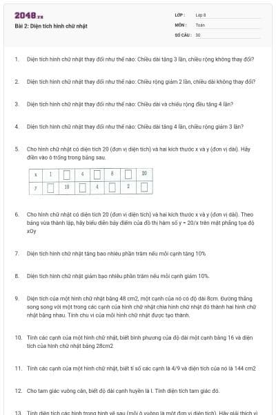 Bài 2: Diện tích hình chữ nhật