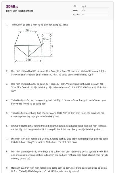 Bài 4: Diện tích hình thang