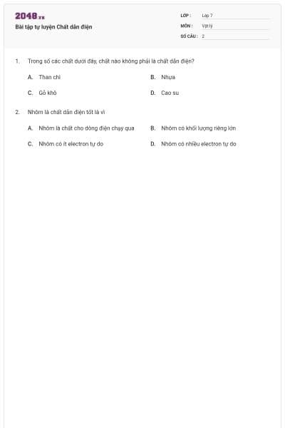 Bài tập tự luyện Chất dẫn điện