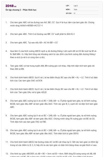 Ôn tập chương 2 - Phần Hình học
