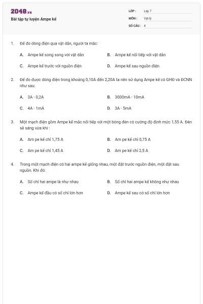Bài tập tự luyện Ampe kế
