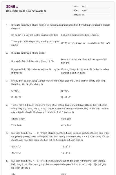 Đề kiểm tra học kì 1 cực hay có đáp án