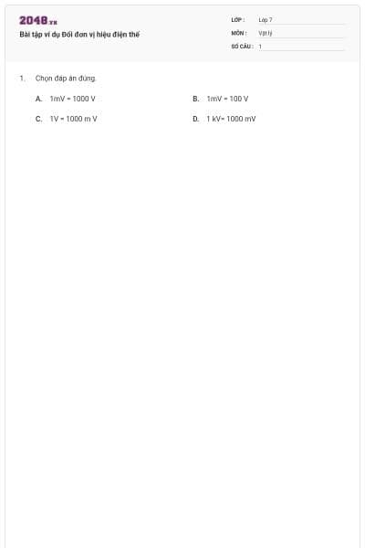 Bài tập ví dụ Đổi đơn vị hiệu điện thế