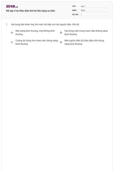 Bài tập ví dụ Hiệu điện thế hai đầu dụng cụ điện