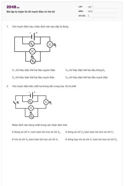 Bài tập tự luyện  Sơ đồ mạch điện có vôn kế