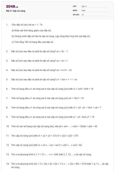 Bài 3: Cấp số cộng