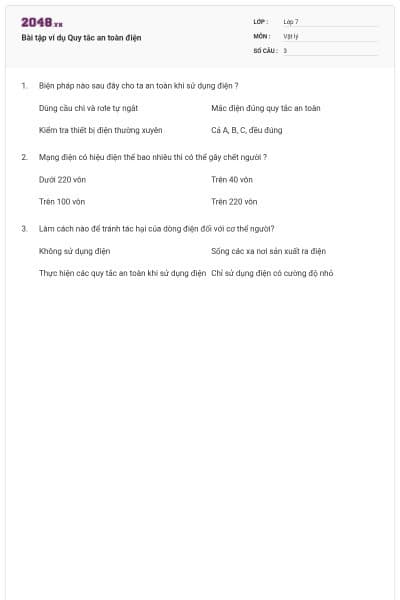 Bài tập ví dụ Quy tắc an toàn điện