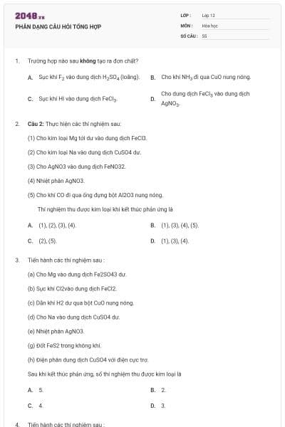 PHÂN DẠNG CÂU HỎI TỔNG HỢP