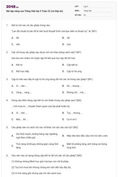 Bài tập nâng cao Tiếng Việt lớp 5 Tuần 22 (có đáp án)