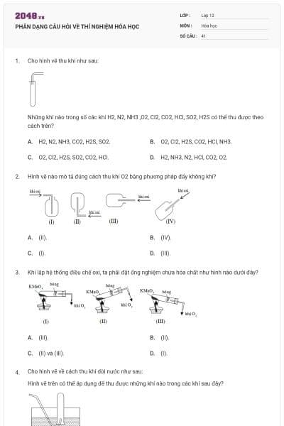 PHÂN DẠNG CÂU HỎI VỀ THÍ NGHIỆM HÓA HỌC