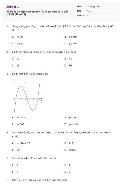 30 Đề thi thử thpt quốc gia môn Toán hay nhất có lời giải chi tiết (đề số 29)