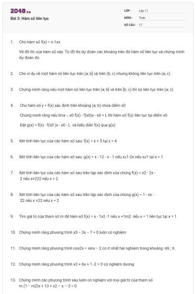 Bài 3: Hàm số liên tục