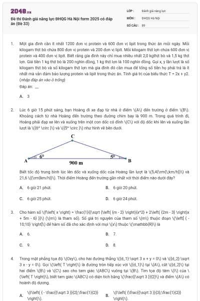 Đề thi Đánh giá năng lực ĐHQG Hà Nội form 2025 có đáp án (Đề 33)