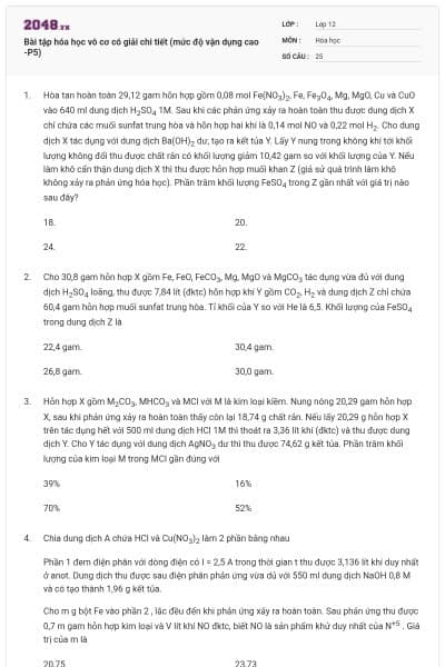 Bài tập hóa học vô cơ có giải chi tiết (mức độ vận dụng cao -P5)