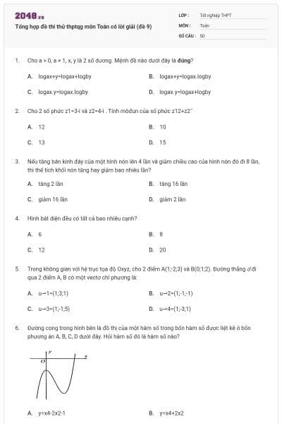 Tổng hợp đề thi thử thptqg môn Toán có lời giải (đề 9)