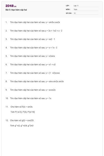 Bài 5: Đạo hàm cấp hai