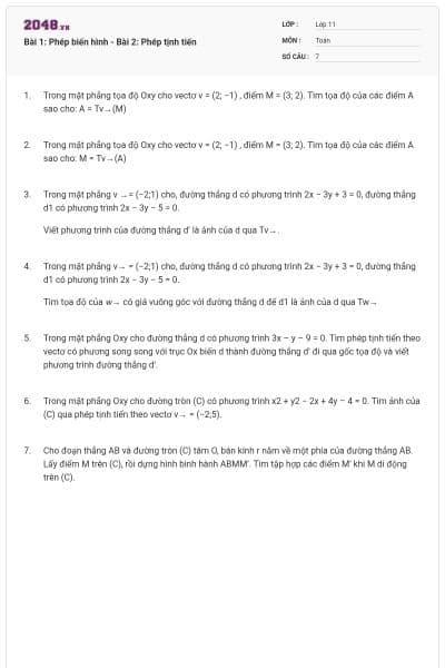 Bài 1: Phép biến hình - Bài 2: Phép tịnh tiến