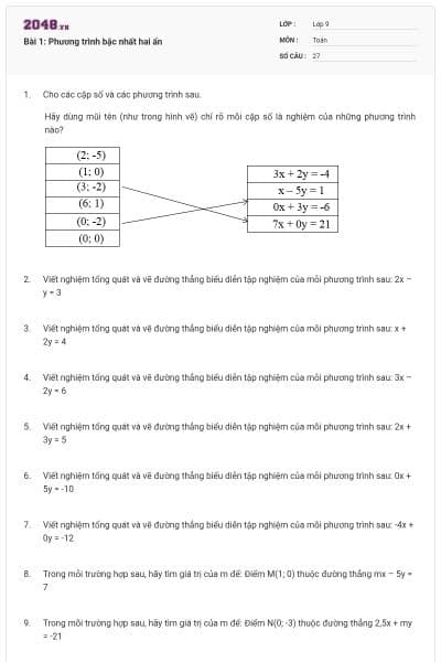 Bài 1: Phương trình bậc nhất hai ẩn
