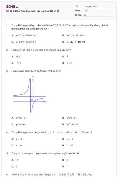 30 đề thi thử Toán thpt quốc gia cực hay (Đề số 2)