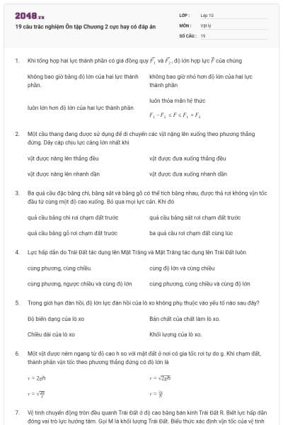 19 câu trắc nghiệm Ôn tập Chương 2 cực hay có đáp án