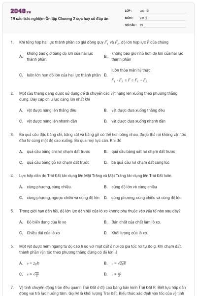 19 câu trắc nghiệm Ôn tập Chương 2 cực hay có đáp án