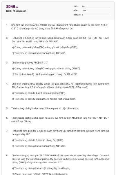 Bài 5: Khoảng cách