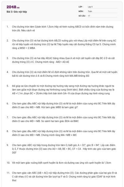 Bài 3: Góc nội tiếp