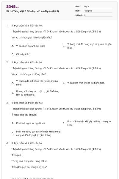 Đề thi Tiếng Việt 3 Giữa học kì 1 có đáp án (Đề 8)