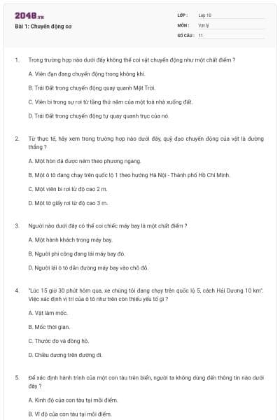 Bài 1: Chuyển động cơ