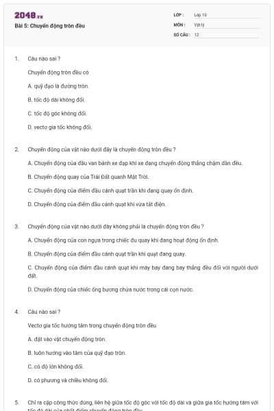 Bài 5: Chuyển động tròn đều