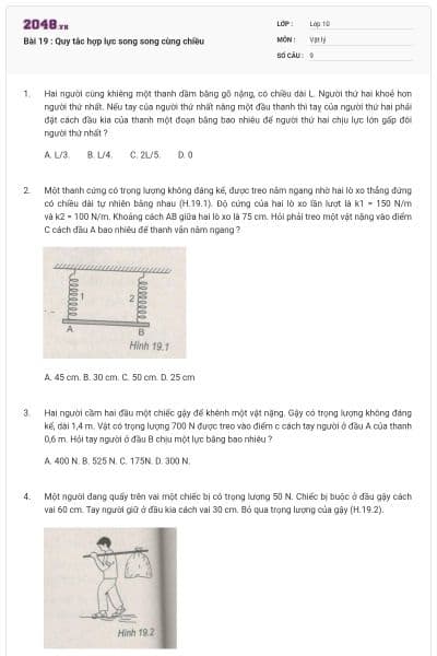 Bài 19 : Quy tắc hợp lực song song cùng chiều