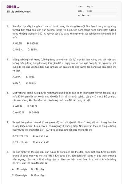 Bài tập cuối chương 4