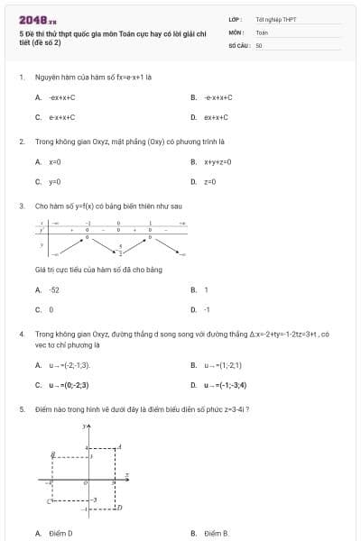 5 Đề thi thử thpt quốc gia môn Toán cực hay có lời giải chi tiết (đề số 2)