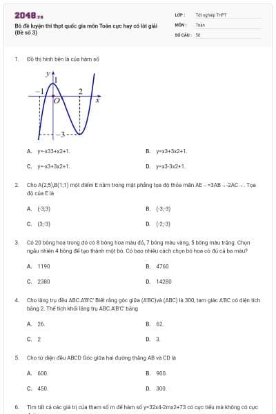 Bô đề luyện thi thpt quốc gia môn Toán cực hay có lời giải (Đề số 3)