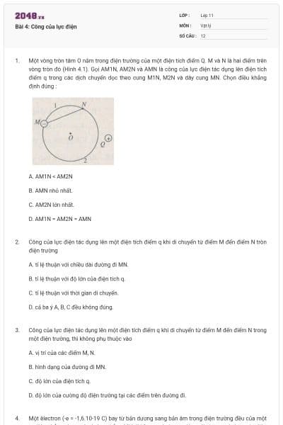Bài 4: Công của lực điện