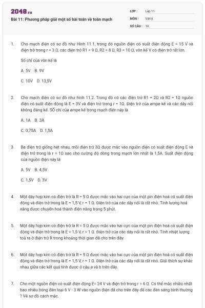 Bài 11: Phương pháp giải một số bài toán về toàn mạch