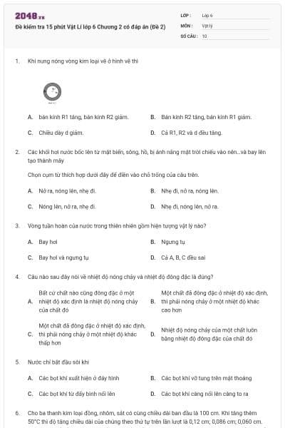 Đề kiểm tra 15 phút Vật Lí lớp 6 Chương 2 có đáp án (Đề 2)