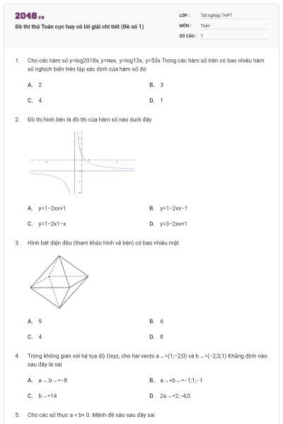 Đề thi thử Toán cực hay có lời giải chi tiết (Đề số 1)